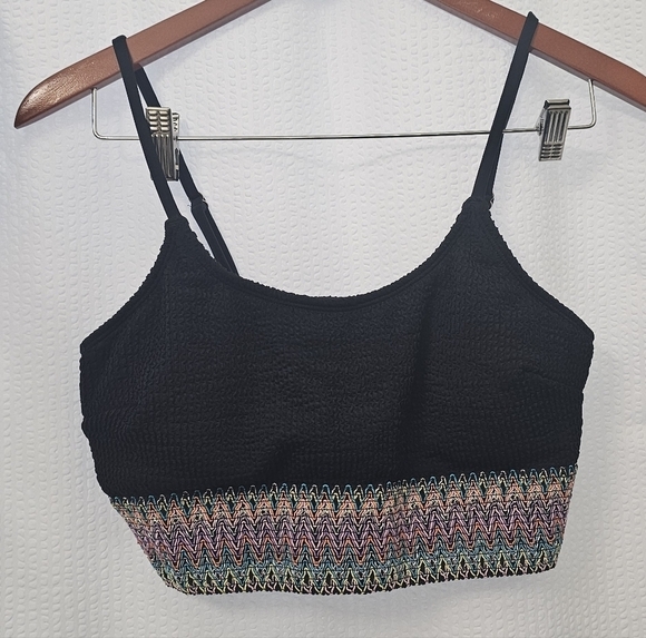 Cupshe Black Multicolor Women's Swim Top Size L - Picture 2 of 4